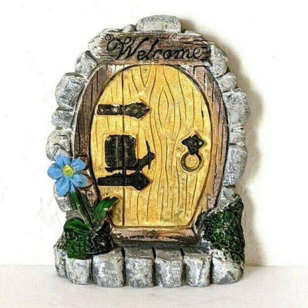 Enchanted House with Welcome Sign for Fairy Gnome Garden Ceramic 5.75"
